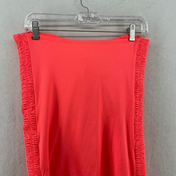 DKNY Swimsuit Women Small Neon Orange One Piece Ruched Strapless Pull On Stretch - Picture 8 of 11